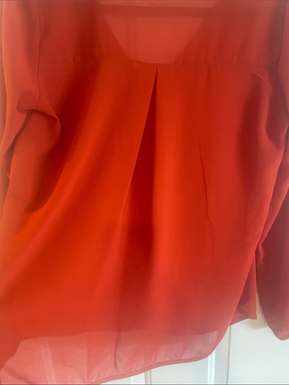 Women's Rust Red V-Neck Long-Sleeve Blouse - Picture 3 of 9